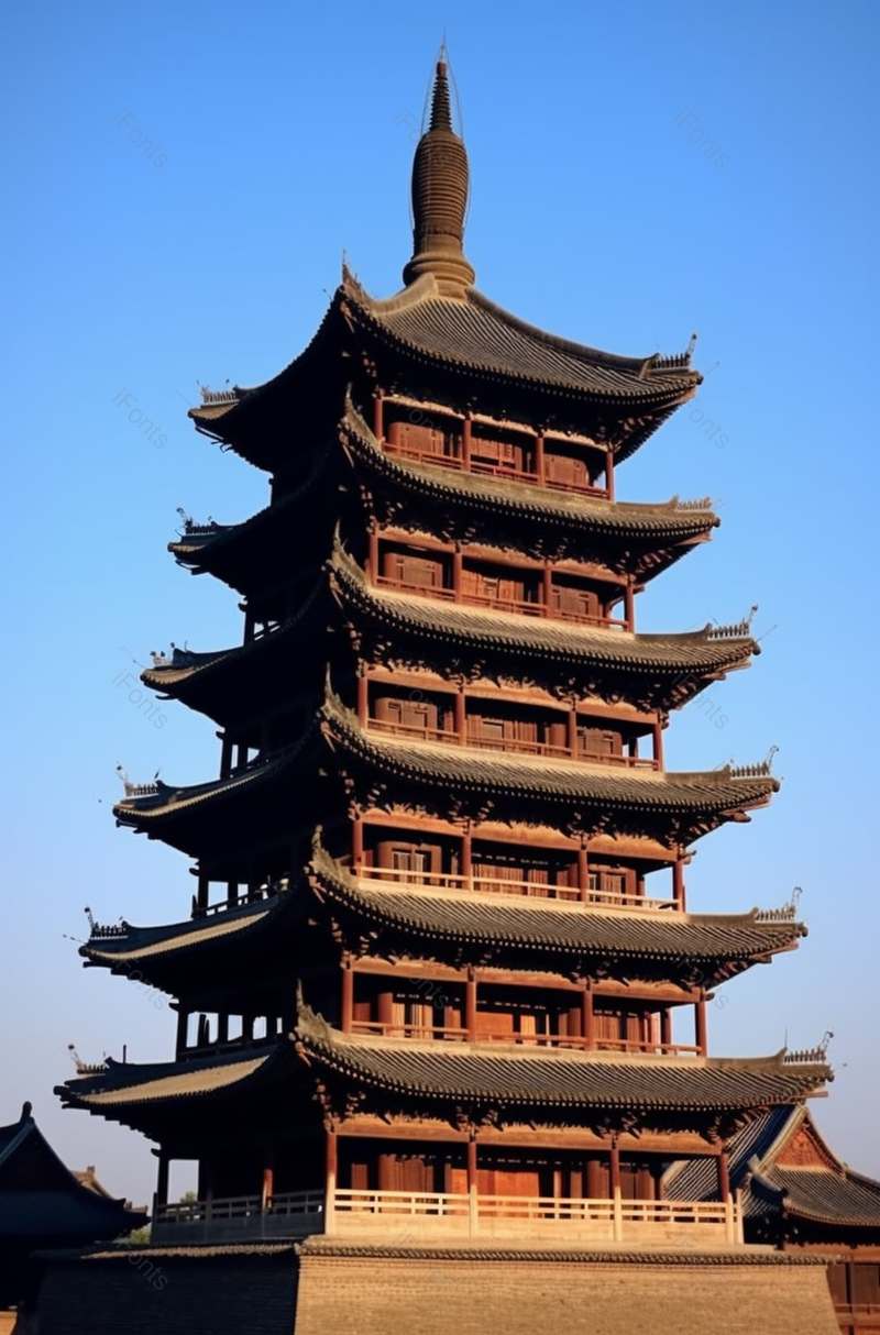 释迦塔(应县木塔),中国现存最早的辽代木构宝塔建筑,高清,摄影图,摄影图片,图片大全,摄影图免费下载